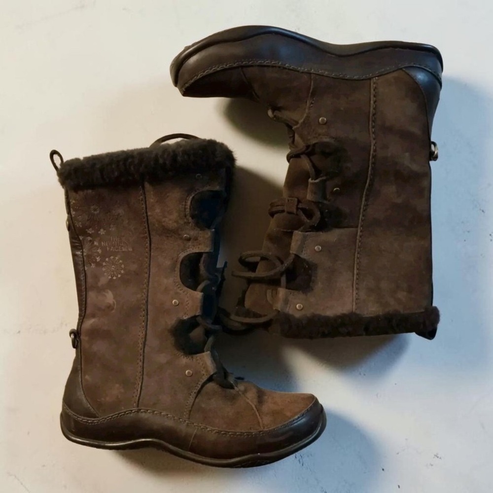 The North Face Women's Size 6 Brown Suede PrimaLoft Snow Boots 200 Gram Sherpa